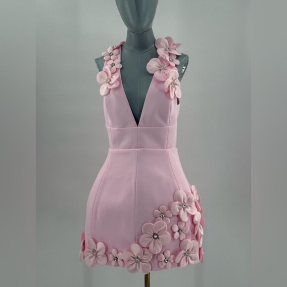 🆕 BRONX & BANCO 🧿 NWOT Estelle Floral Mini Dress, Blush Pink - Sz M US 6 - Picture 12 of 17